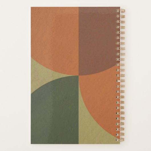 Bauhaus Terracotta Green Abstract Personalized Planner (Achterkant)