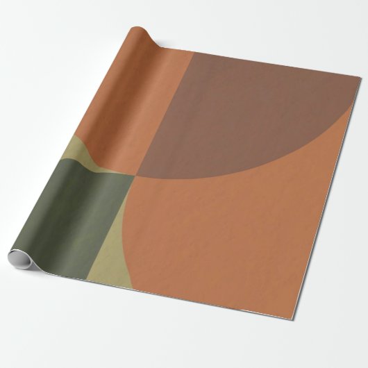 Bauhaus Terracotta Green Abstract Wrapping Paper Cadeaupapier (Uitgerold)