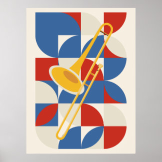Bauhaus Trombone | Abstract Koperen Instrument Poster