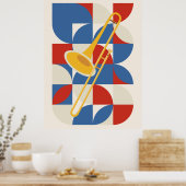 Bauhaus Trombone | Abstract Koperen Instrument Poster (Keuken)