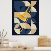 Bauhaus Trombone Kunst | Geometrisch Blaasinstrume Poster (Keuken)