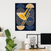 Bauhaus Trombone Kunst | Minimalistisch Koperinstr Poster (Thuiskantoor)