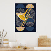Bauhaus Trombone Kunst | Minimalistisch Koperinstr Poster (Keuken)