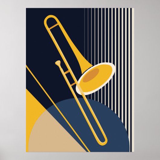 Bauhaus Trombone | Mid-Century Modern Jazz Poster (Voorkant)