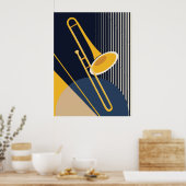 Bauhaus Trombone | Mid-Century Modern Jazz Poster (Keuken)