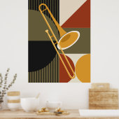 Bauhaus Trombone Print | Mid-Century Jazz Kunst (Keuken)