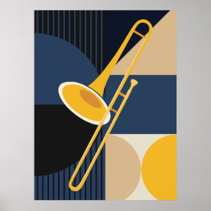 Bauhaus Trombone Print Midden-Eeuwse Muziekkunst