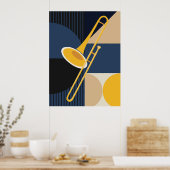 Bauhaus Trombone Print | Midden-Eeuwse Muziekkunst (Keuken)