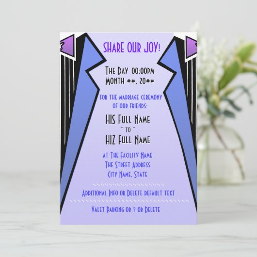 Bauhaus Tuxedo - LBV (huwelijksceremonie) Kaart (Staand voorkant)