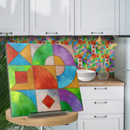 Bauhaus Waterverf geometrisch abstract N2 Tegeltje