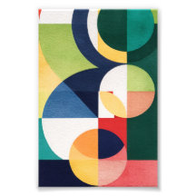Bauhaus Waterverf - Geometrisch groen Poster