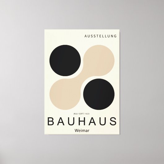 Bauhaus Weimar Cirkel Kunstprint Beige Zwart Canvas Afdruk (Voorkant)