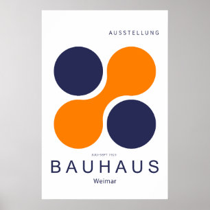 Bauhaus Weimar Oranje Marine Cirkel Kunstprint Poster