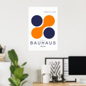 Bauhaus Weimar Oranje Marine Cirkel Kunstprint Poster (Thuiskantoor)