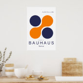 Bauhaus Weimar Oranje Marine Cirkel Kunstprint Poster (Keuken)