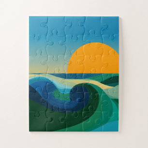 Bauhaus Zonsondergang Woestijn Landschap Abstract Legpuzzel