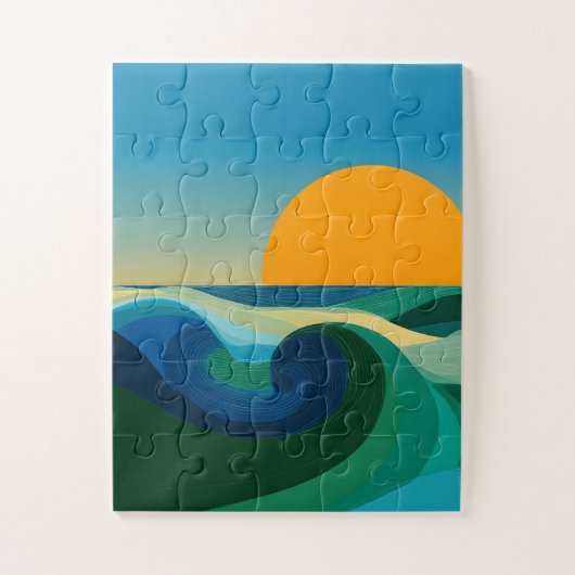 Bauhaus Zonsondergang Woestijn Landschap Abstract Legpuzzel (Verticaal)