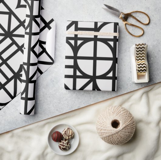 Bauhaus zwart Abstract geometrisch patroon Cadeaupapier (Crafts)