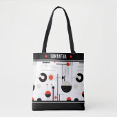 Bauhaus zwart en rood geometrische vormen samenste tote bag (Voorkant)