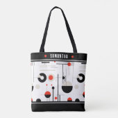 Bauhaus zwart en rood geometrische vormen samenste tote bag (Achterkant)