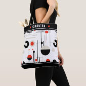 Bauhaus zwart en rood geometrische vormen samenste tote bag (Dichtbij)