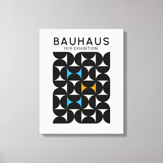 Bauhaus Zwart Geometrisch Grid Kunstprint 1919 Canvas Afdruk (Voorkant)