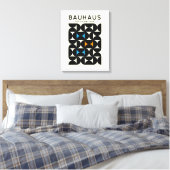 Bauhaus Zwart Geometrisch Grid Kunstprint 1919 Canvas Afdruk (Insitu (Slaapkamer))