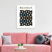 Bauhaus Zwart Geometrisch Grid Kunstprint 1919 Canvas Afdruk (Insitu (Woonkamer))