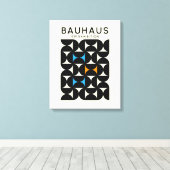 Bauhaus Zwart Geometrisch Grid Kunstprint 1919 Canvas Afdruk (Insitu (Houten vloer))
