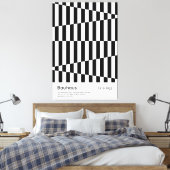 Bauhaus Zwart Wit Streep Grid Kunstprint Canvas Afdruk (Insitu (Slaapkamer))