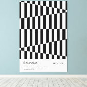 Bauhaus Zwart Wit Streep Grid Kunstprint Canvas Afdruk (Insitu (Houten vloer))