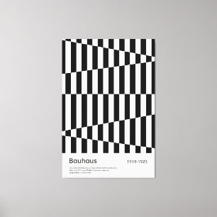 Bauhaus Zwart Wit Streep Grid Kunstprint Canvas Afdruk