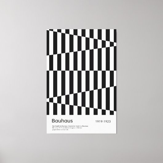 Bauhaus Zwart Wit Streep Grid Kunstprint Canvas Afdruk (Voorkant)