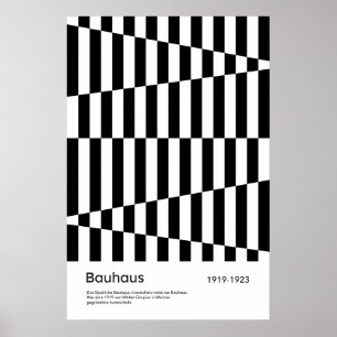Bauhaus Zwart Wit Streep Grid Kunstprint Poster