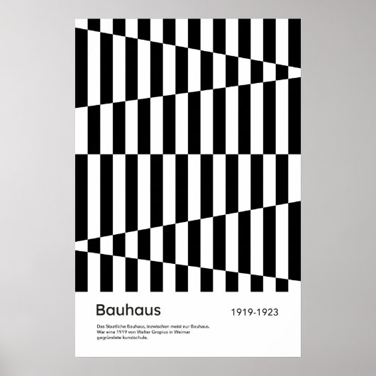 Bauhaus Zwart Wit Streep Grid Kunstprint Poster (Voorkant)