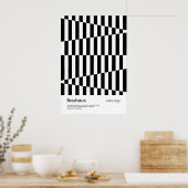 Bauhaus Zwart Wit Streep Grid Kunstprint Poster (Keuken)