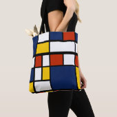Bauhauspatroon abstracte geometrische kunst schild tote bag (Dichtbij)