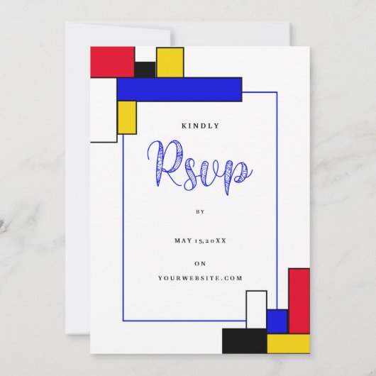 Bauhouse Mondriaan Stijl Bruiloft Kaart (Achterkant)