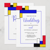 Bauhouse Mondriaan Stijl Bruiloft Kaart (Voorkant / Achterkant)