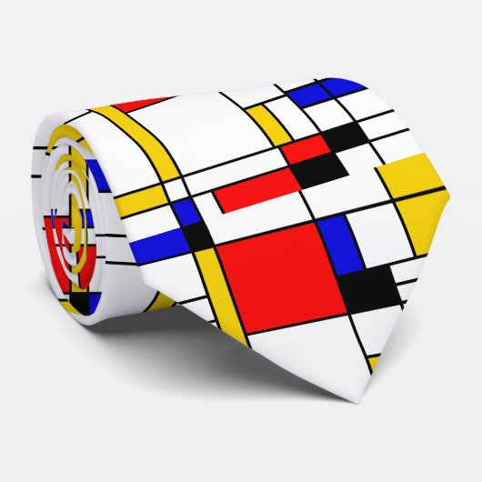 Bauhouse Mondrian Style Stropdas (Opgerold)