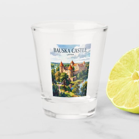 Bauska Kasteel Letland Shot Glas (Voorkant)