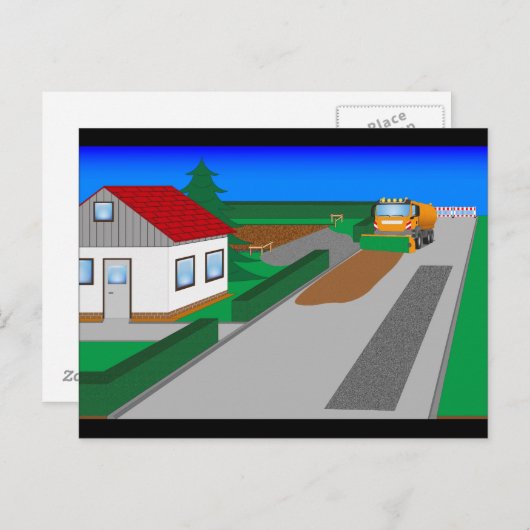 Baustelle mit Kehrmaschine Briefkaart (Voorkant / Achterkant)