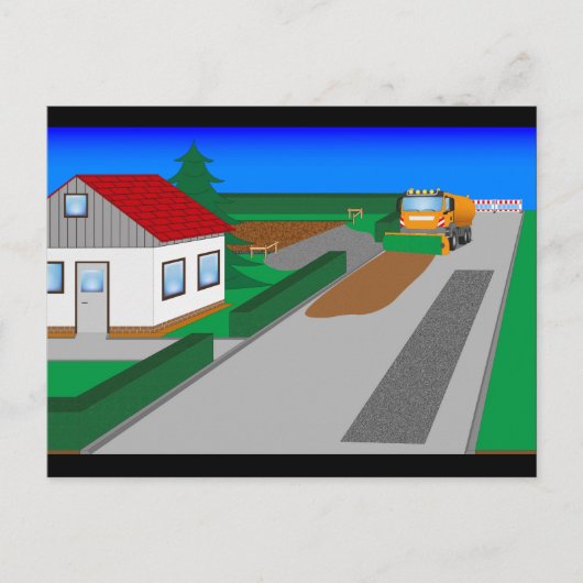 Baustelle mit Kehrmaschine Briefkaart (Voorkant)