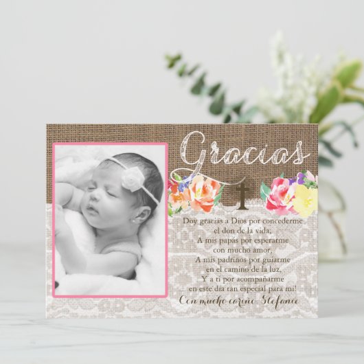 Bautismo Baptism bedankt voor het meisje in het Sp (Staand voorkant)