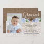 Bautismo bedankt Gracias-kaart in het Spaans (Voorkant / Achterkant)