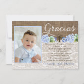 Bautismo bedankt Gracias-kaart in het Spaans (Voorkant)