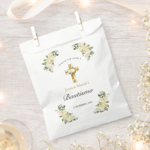 Bautismo Cruz Floral Clásica Dorada Gracias Bedankzakje