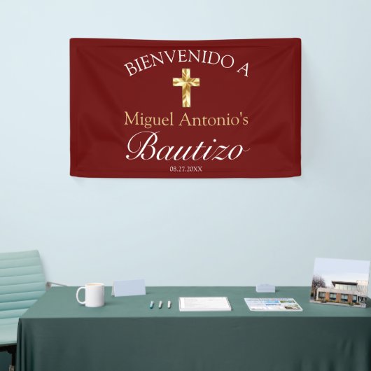 Bautismo de Bebé Borgoña Dorado Bienvenido Spandoek (Beurs)