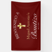 Bautismo de Bebé Borgoña Dorado Bienvenido Spandoek (Verticaal)