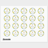 Bautismo de Niña Bonita Cruz Floral Amarillo Ronde Sticker (Vel)